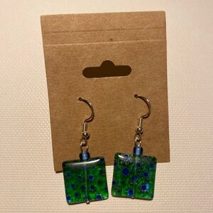 Handmade Glass Bead Floral Earrings
